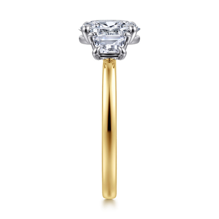 Thalina - 14K White-Yellow Gold Oval Three Stone Diamond Engagement Ring - 0.5 ct - Shot 4