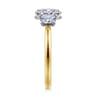 Thalina - 14K White-Yellow Gold Oval Three Stone Diamond Engagement Ring - 0.5 ct
