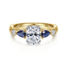 Carrie - 14K White-Yellow Gold Oval Five Stone Sapphire and Diamond Engagement Ring - 0.1 ct