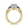 Carrie - 14K White-Yellow Gold Oval Five Stone Sapphire and Diamond Engagement Ring - 0.1 ct