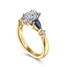 Carrie - 14K White-Yellow Gold Oval Five Stone Sapphire and Diamond Engagement Ring - 0.1 ct