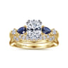 Carrie - 14K White-Yellow Gold Oval Five Stone Sapphire and Diamond Engagement Ring - 0.1 ct