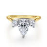 Aidy - 14K Yellow Gold Three Stone Pear Shaped Chevron Engagement Ring - 0.4 ct