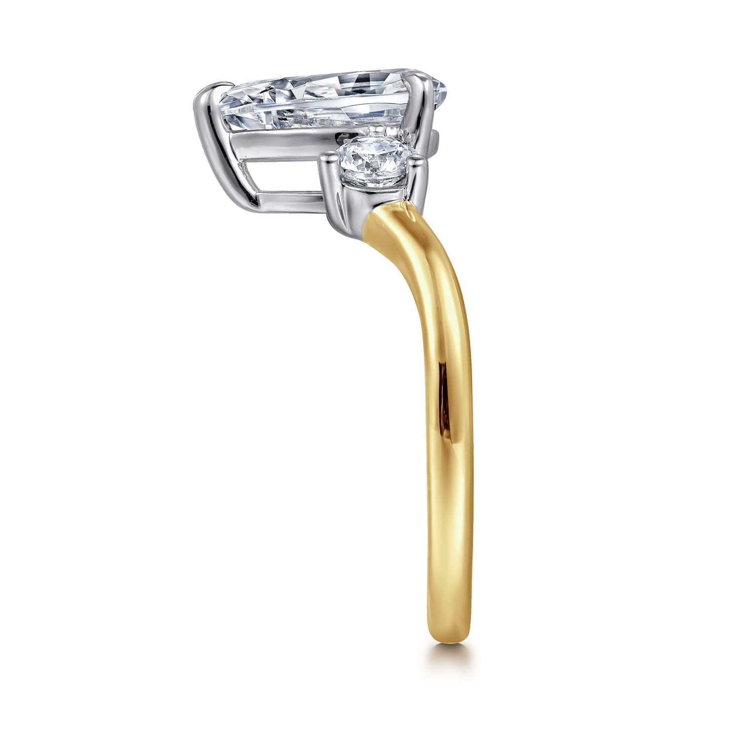 Aidy - 14K Yellow Gold Three Stone Pear Shaped Chevron Engagement Ring - 0.4 ct - Shot 5