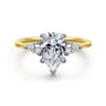 Sima - 14K White-Yellow Gold Pear Shape Three Stone Diamond Engagement Ring - 0.3 ct