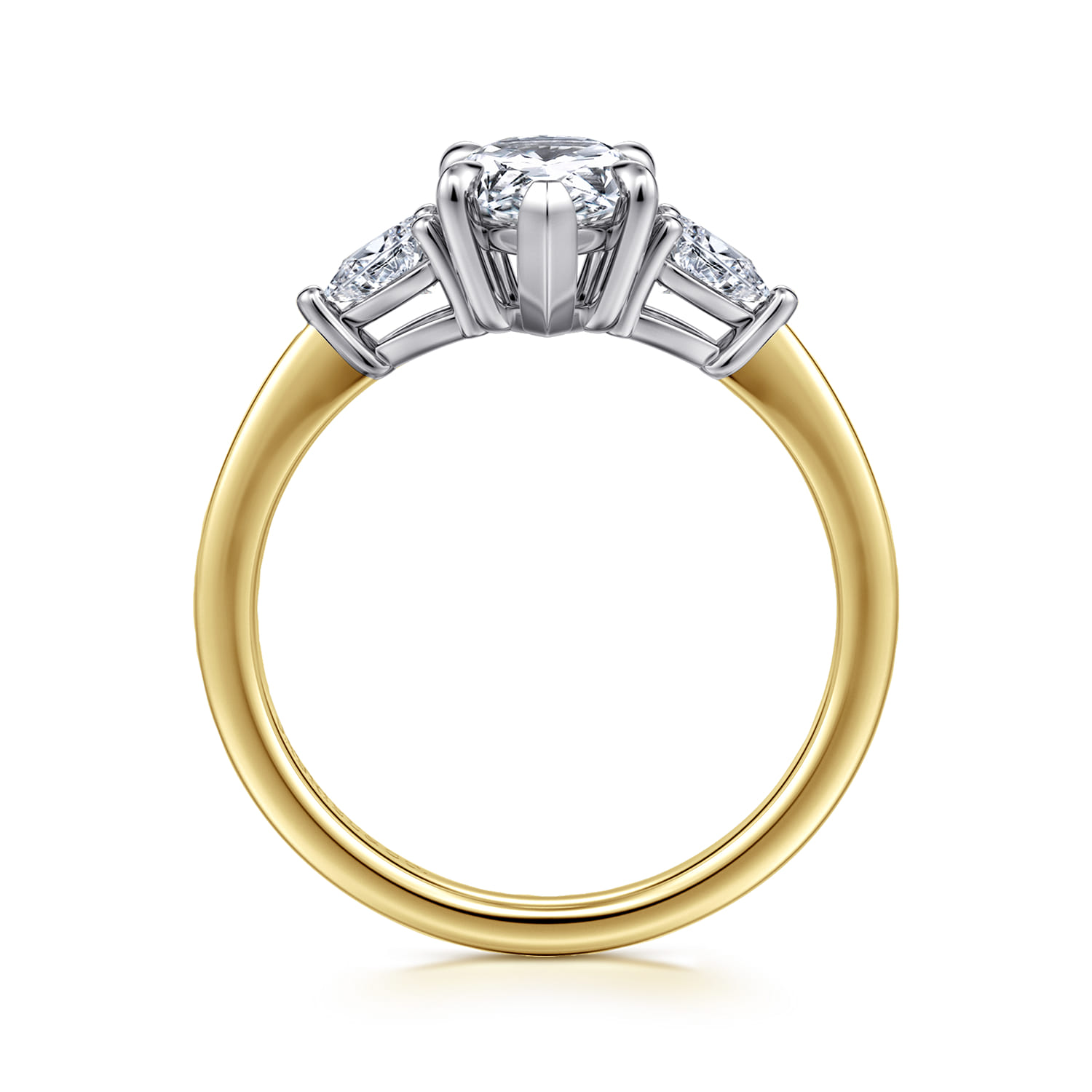 Sima - 14K White-Yellow Gold Pear Shape Three Stone Diamond Engagement Ring - 0.3 ct - Shot 2