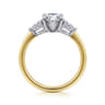 Sima - 14K White-Yellow Gold Pear Shape Three Stone Diamond Engagement Ring - 0.3 ct