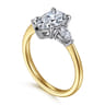 Sima - 14K White-Yellow Gold Pear Shape Three Stone Diamond Engagement Ring - 0.3 ct