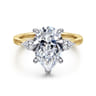 Adalia - 14K Yellow Gold Pear Shape Three Stone Diamond Engagement Ring - 0.3 ct