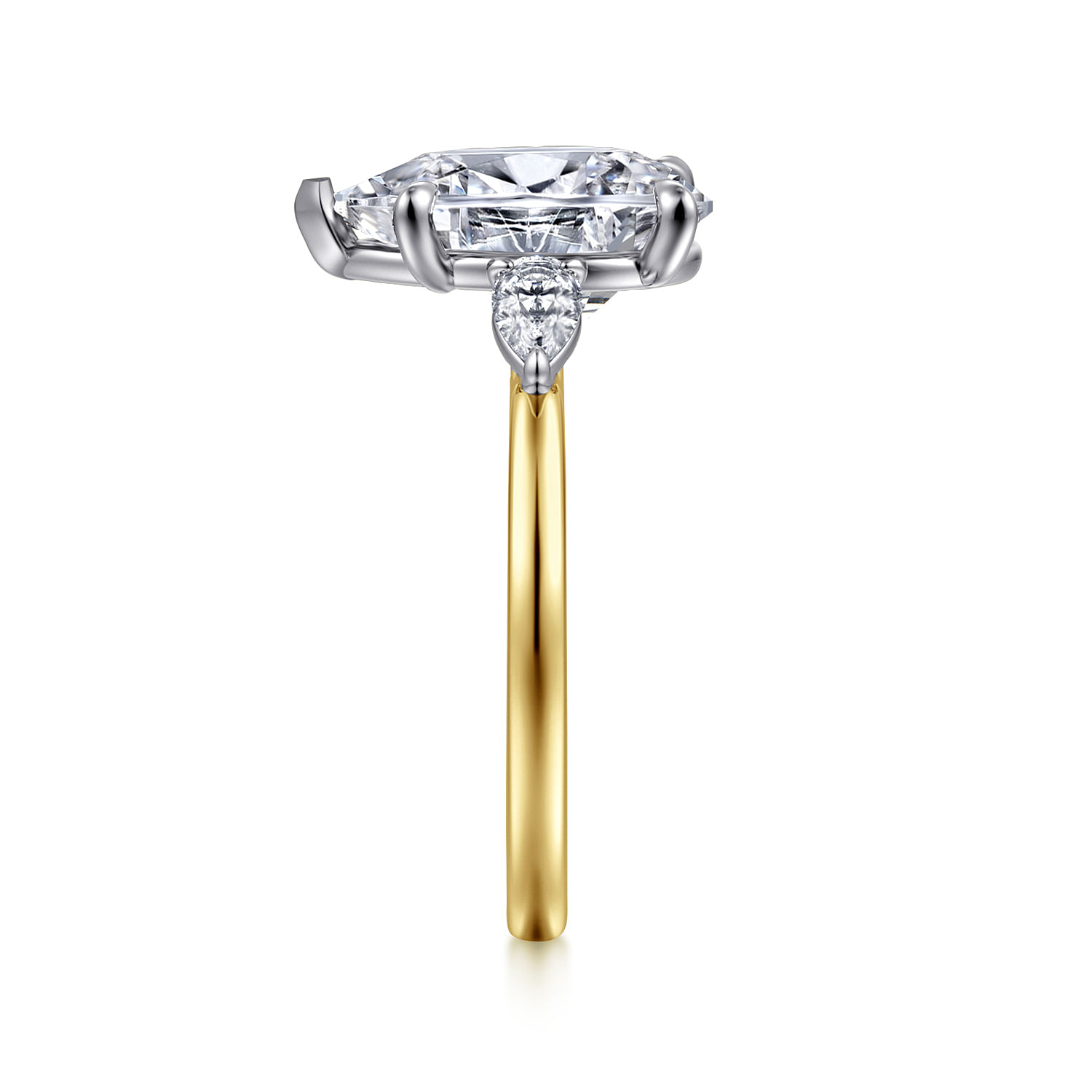 Adalia - 14K Yellow Gold Pear Shape Three Stone Diamond Engagement Ring - 0.3 ct - Shot 4