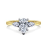 Adalia - 14K Yellow Gold Pear Shape Three Stone Diamond Engagement Ring - 0.3 ct