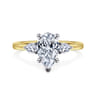 Adalia - 14K Yellow Gold Pear Shape Three Stone Diamond Engagement Ring - 0.3 ct