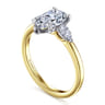 Adalia - 14K Yellow Gold Pear Shape Three Stone Diamond Engagement Ring - 0.3 ct