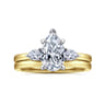 Adalia - 14K Yellow Gold Pear Shape Three Stone Diamond Engagement Ring - 0.3 ct