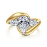 Beyond - 14K White-Yellow Gold Bypass Pear Shape Three Stone Diamond Engagement Ring - 0.7 ct