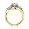 Beyond - 14K White-Yellow Gold Bypass Pear Shape Three Stone Diamond Engagement Ring - 0.7 ct