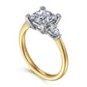 Sima - 14K White-Yellow Gold Princess Cut Three Stone Diamond Engagement Ring - 0.3 ct