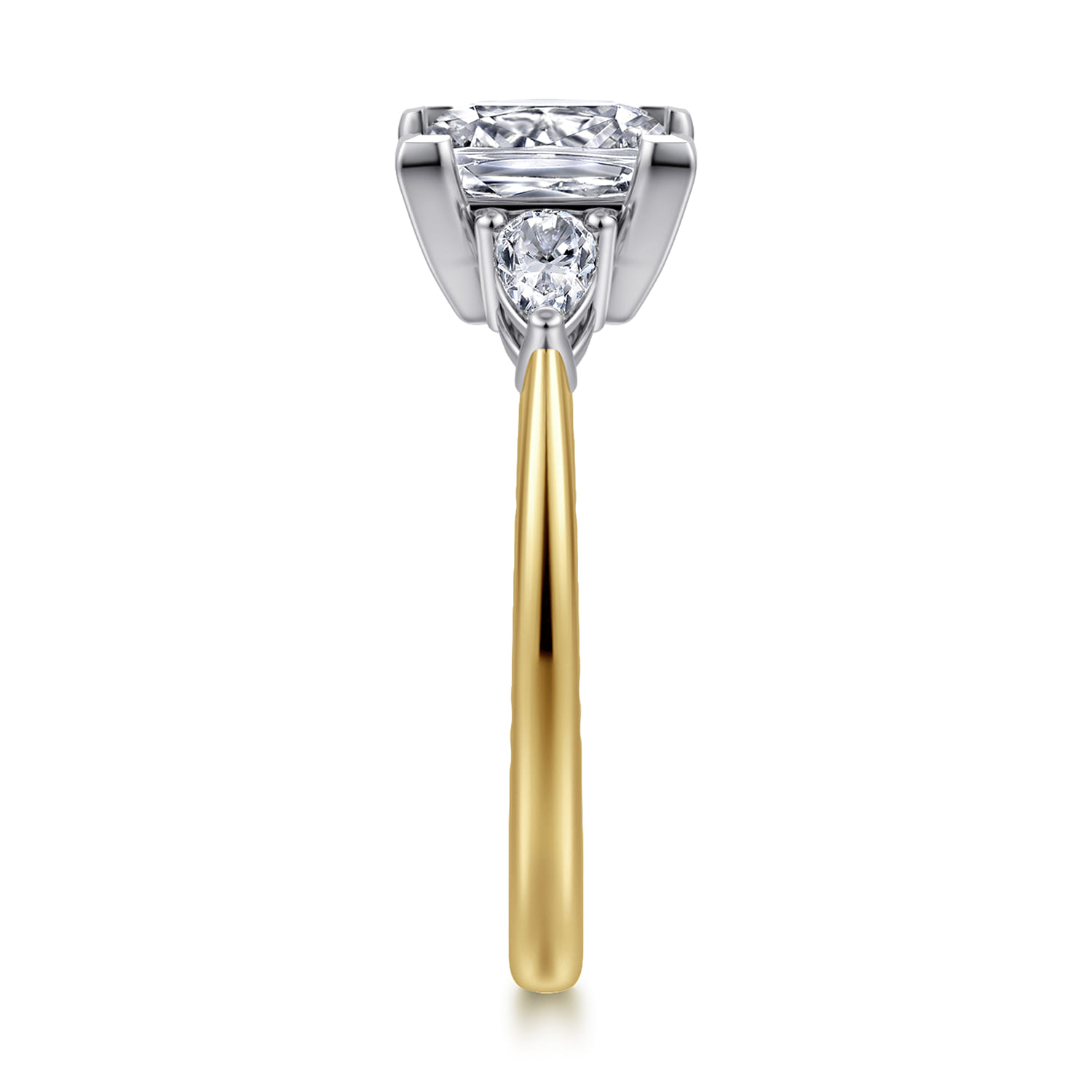 Sima - 14K White-Yellow Gold Princess Cut Three Stone Diamond Engagement Ring - 0.3 ct - Shot 4