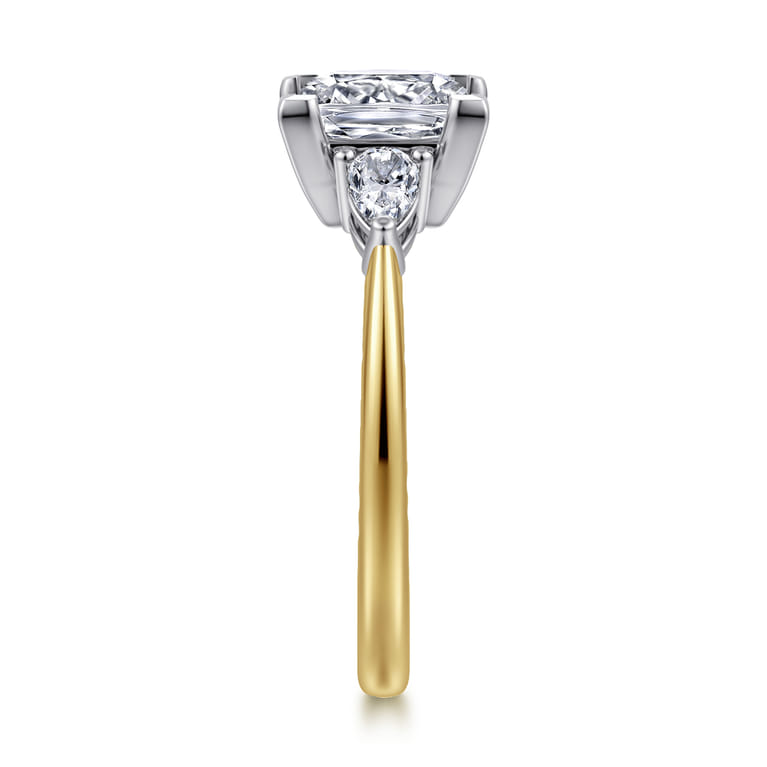 Sima - 14K White-Yellow Gold Princess Cut Three Stone Diamond Engagement Ring - 0.3 ct - Shot 4