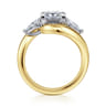 Beyond - 14K White-Yellow Gold Bypass Princess Cut Three Stone Diamond Engagement Ring - 0.7 ct