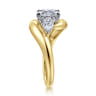Beyond - 14K White-Yellow Gold Bypass Princess Cut Three Stone Diamond Engagement Ring - 0.7 ct