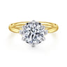 Blaise - 14K White-Yellow Gold Round Three Stone Diamond Engagement Ring - 0.08 ct