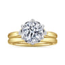 Blaise - 14K White-Yellow Gold Round Three Stone Diamond Engagement Ring - 0.08 ct