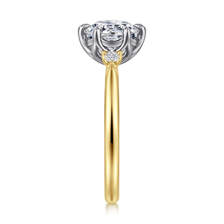 Blaise - 14K White-Yellow Gold Round Three Stone Diamond Engagement Ring - 0.08 ct - Shot 5