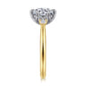 Blaise - 14K White-Yellow Gold Round Three Stone Diamond Engagement Ring - 0.08 ct