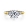 Sima - 14K White-Yellow Gold Round Three Stone Diamond Engagement Ring - 0.3 ct