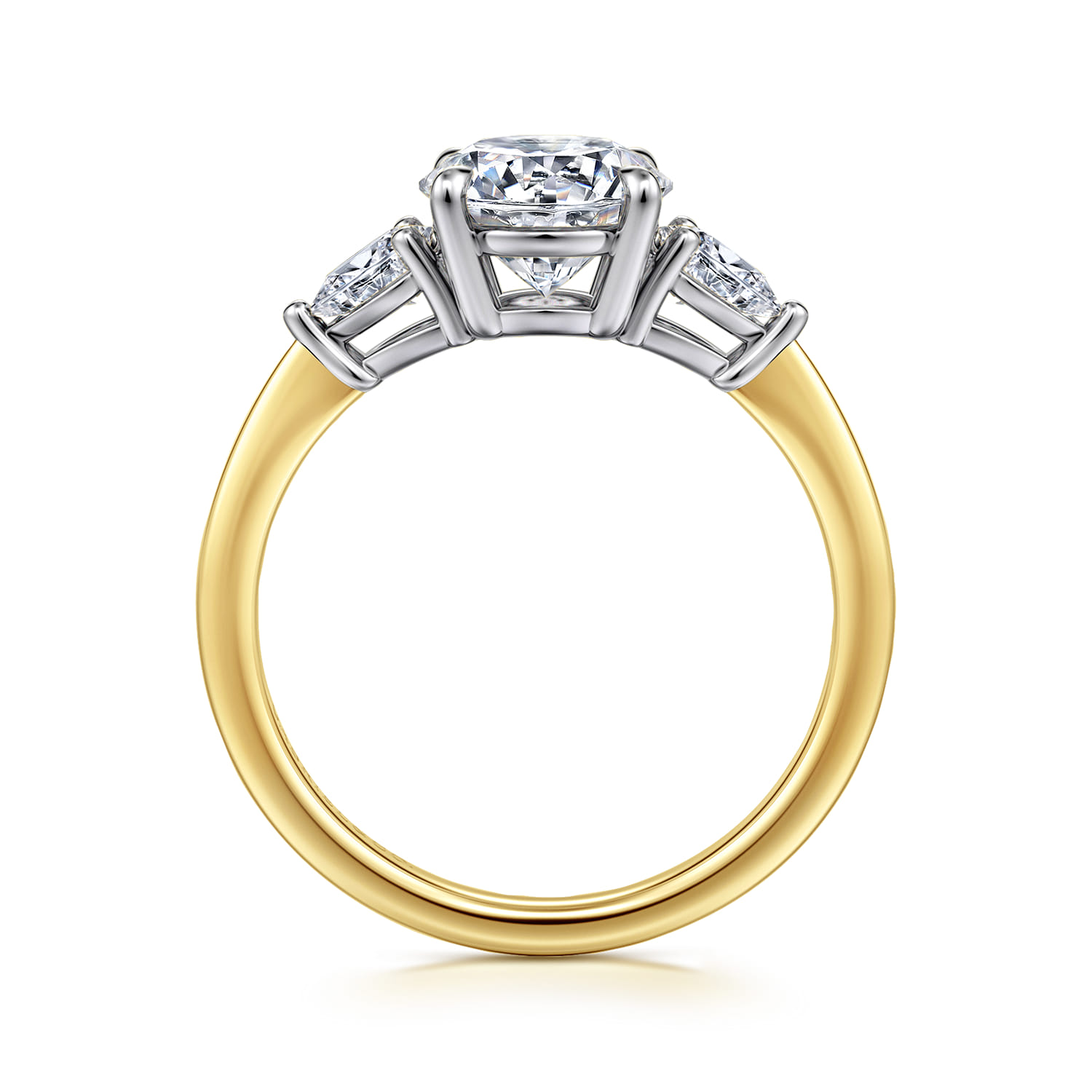 Sima - 14K White-Yellow Gold Round Three Stone Diamond Engagement Ring - 0.3 ct - Shot 2