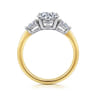 Sima - 14K White-Yellow Gold Round Three Stone Diamond Engagement Ring - 0.3 ct