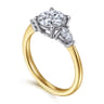 Sima - 14K White-Yellow Gold Round Three Stone Diamond Engagement Ring - 0.3 ct