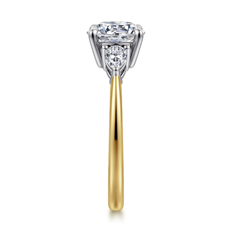Sima - 14K White-Yellow Gold Round Three Stone Diamond Engagement Ring - 0.3 ct - Shot 4