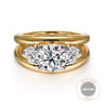 Danni - 14K Yellow-White Gold Round Three Stone Split Shank Diamond Engagement Ring - 0.75 ct