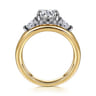 Danni - 14K Yellow-White Gold Round Three Stone Split Shank Diamond Engagement Ring - 0.75 ct