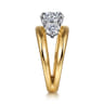 Danni - 14K Yellow-White Gold Round Three Stone Split Shank Diamond Engagement Ring - 0.75 ct