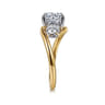 Elin - 14K White-Yellow Gold Round Three Stone Diamond Engagement Ring - 0.5 ct