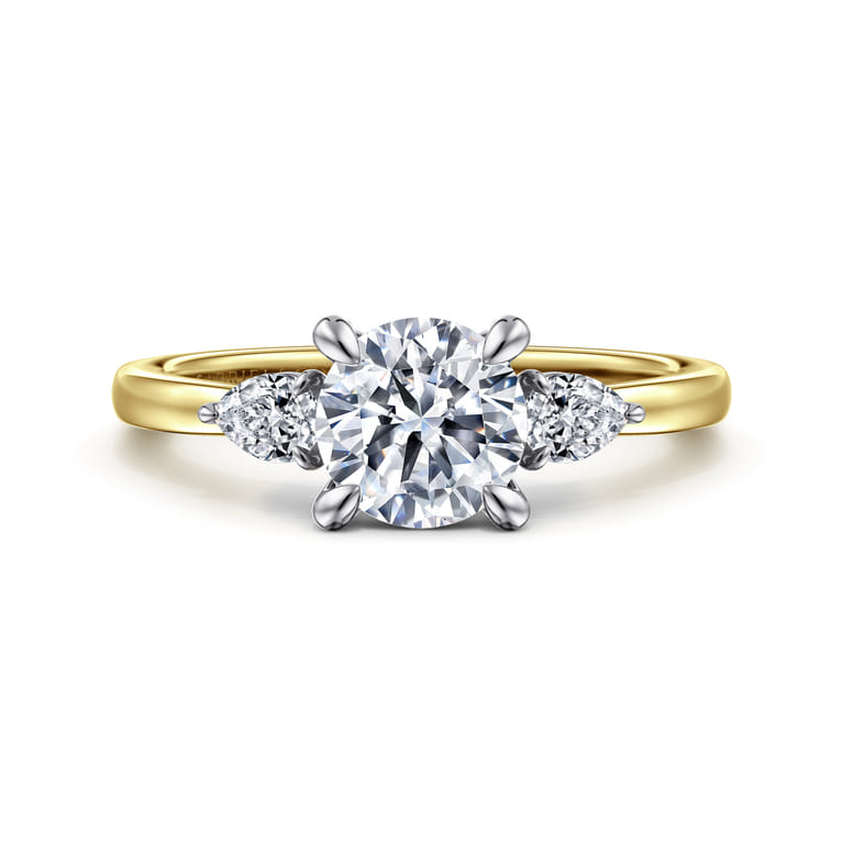 Adalia - 14K Yellow Gold Round Three Stone Diamond Engagement Ring - 0.3 ct - Shot 1