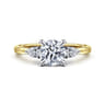 Adalia - 14K Yellow Gold Round Three Stone Diamond Engagement Ring - 0.3 ct