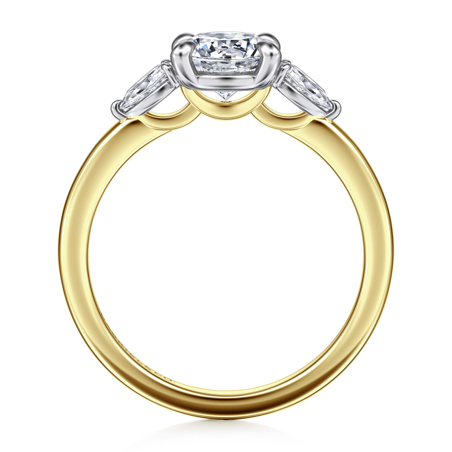 Adalia - 14K Yellow Gold Round Three Stone Diamond Engagement Ring - 0.3 ct - Shot 2