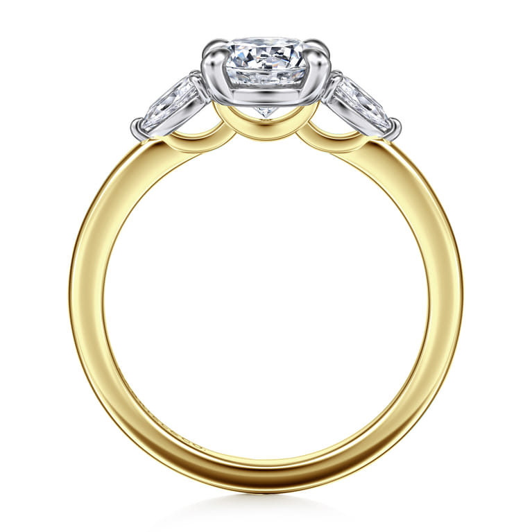 Adalia - 14K Yellow Gold Round Three Stone Diamond Engagement Ring - 0.3 ct - Shot 2