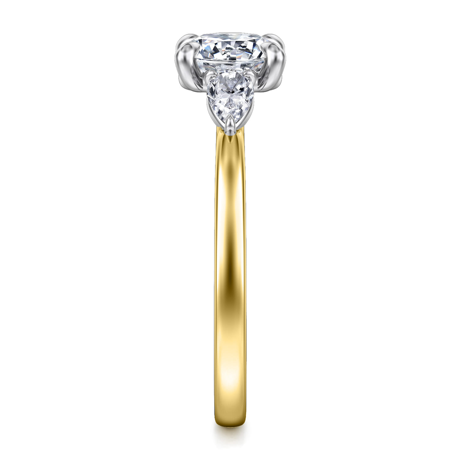 Adalia - 14K Yellow Gold Round Three Stone Diamond Engagement Ring - 0.3 ct - Shot 5