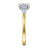 Adalia - 14K Yellow Gold Round Three Stone Diamond Engagement Ring - 0.3 ct