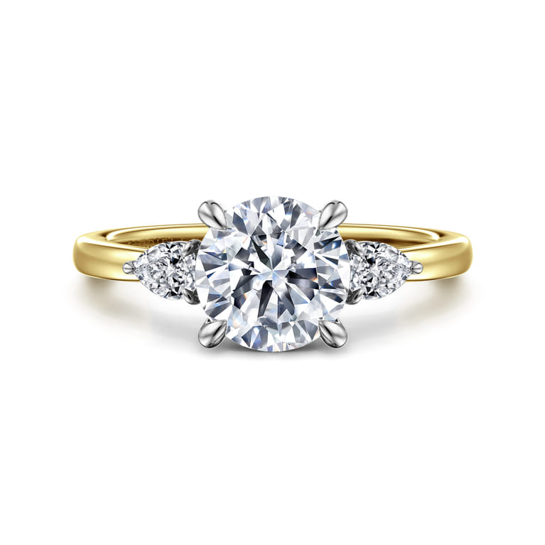 Adalia - 14K Yellow Gold Round Three Stone Diamond Engagement Ring - 0.3 ct - Shot 1