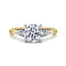 Adalia - 14K Yellow Gold Round Three Stone Diamond Engagement Ring - 0.3 ct