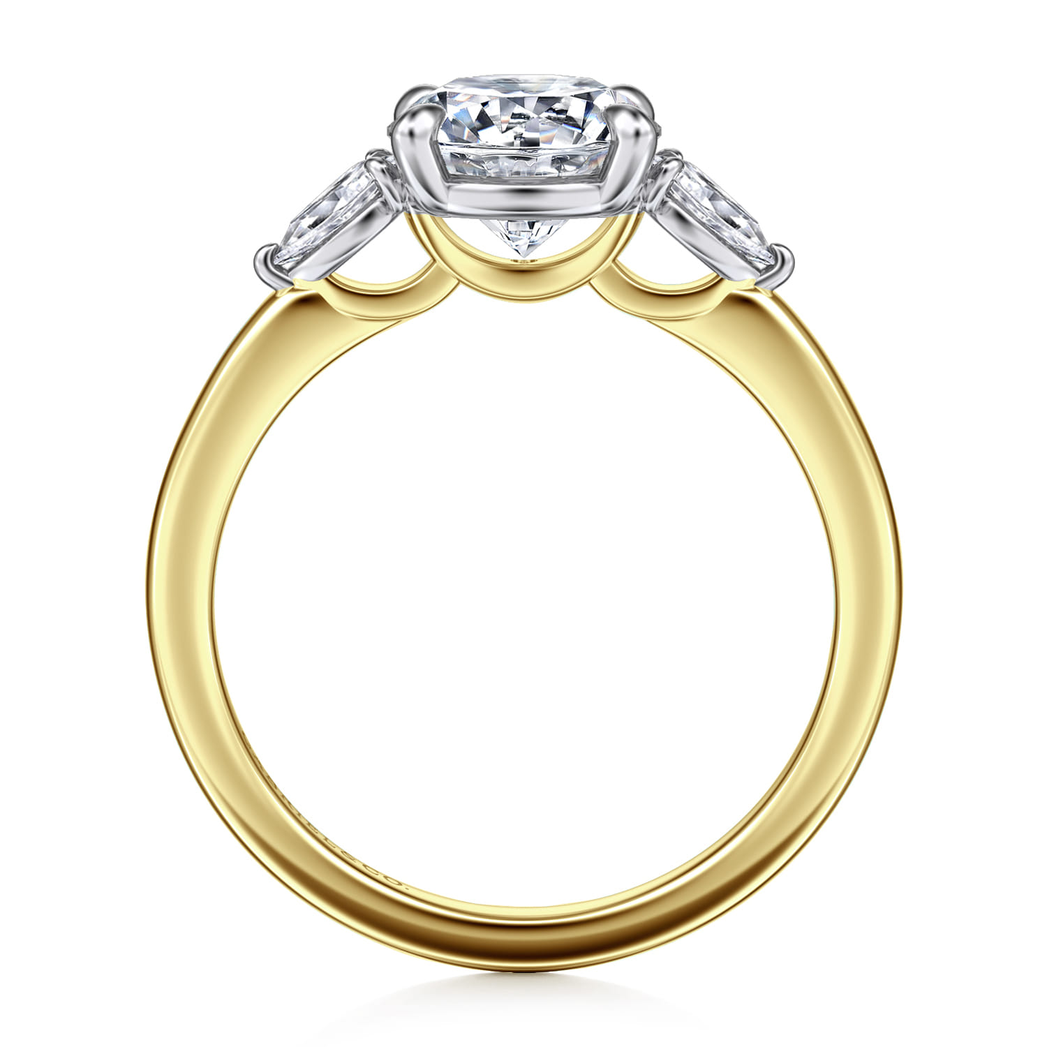 Adalia - 14K Yellow Gold Round Three Stone Diamond Engagement Ring - 0.3 ct - Shot 2