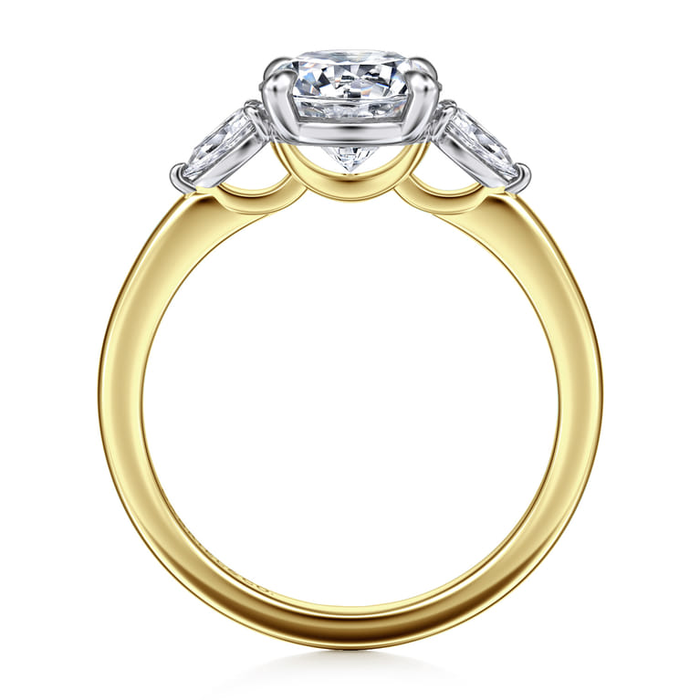 Adalia - 14K Yellow Gold Round Three Stone Diamond Engagement Ring - 0.3 ct - Shot 2