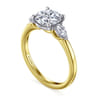 Adalia - 14K Yellow Gold Round Three Stone Diamond Engagement Ring - 0.3 ct