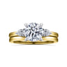 Adalia - 14K Yellow Gold Round Three Stone Diamond Engagement Ring - 0.3 ct